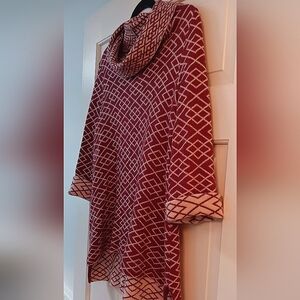 Gorgeous Moth Geometric Patterned Red Sweater